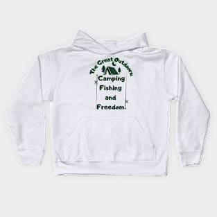 The Great Outdoors: Camping, Fishing, and Freedom Camping Fishing Kids Hoodie